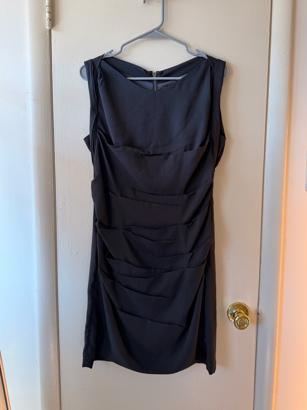 Express Black Satin Ruched Draped Cowl Neck Dress Size 8 LBD